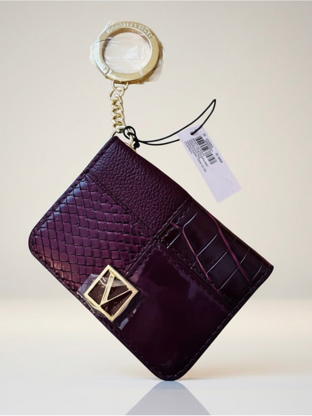 Victoria's Secret Quilted Card Holder Keychain - Deep Plum